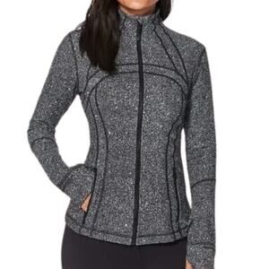 Lululemon Define Full Zip Jacket Preowned Sz 6 Luminesce Splatter White/Black